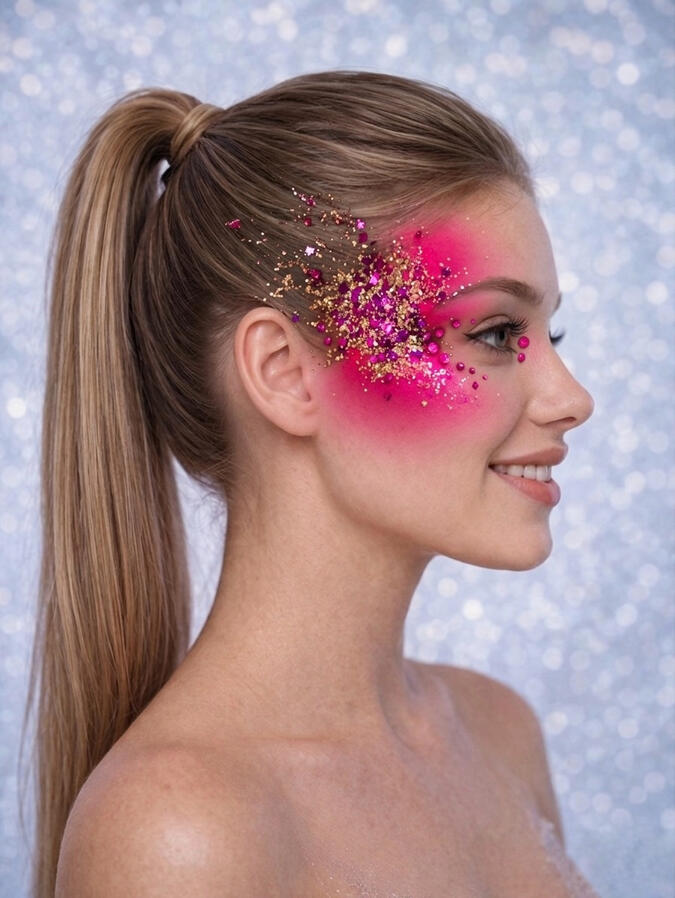 Gala glitter face art